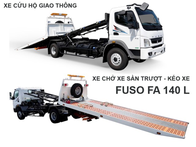 Xe chở xe kéo xe sàn trượt 5 tấn sàn 5m6 - Fuso FA 140 L